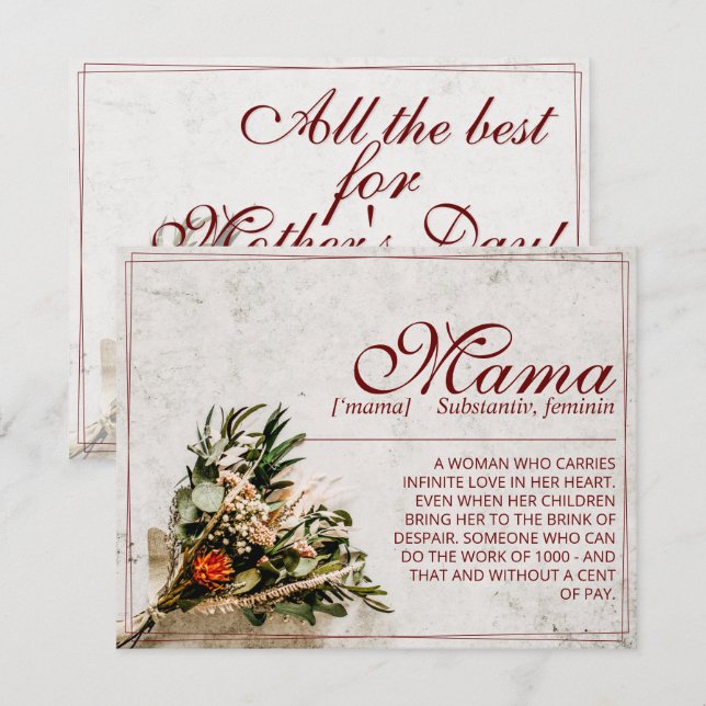 Mama - simply irreplaceable - Bouquet (Front/Back)