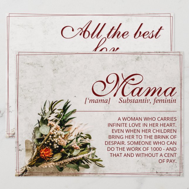 Mama - simply irreplaceable - Bouquet (Front/Back)