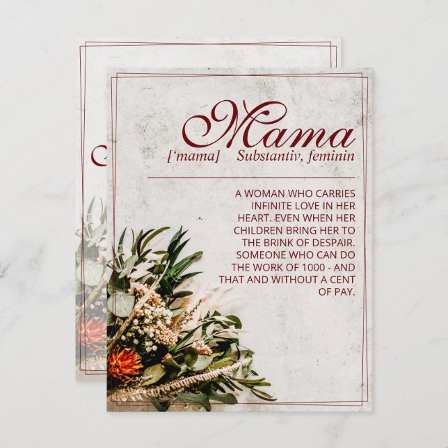 Mama - simply irreplaceable - Bouquet (Front/Back)