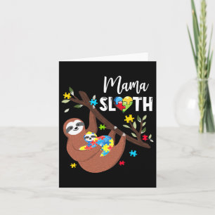 Mama Sloth Puzzle Piece Autism Awareness Autism Mo Card