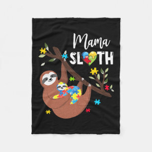 Mama Sloth Puzzle Piece Autism Awareness Autism Mo Fleece Blanket