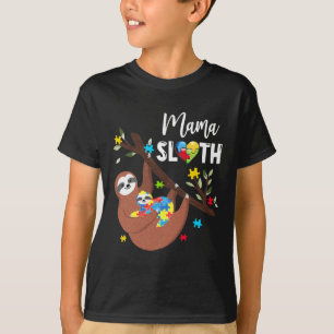 Mama Sloth Puzzle Piece Autism Awareness Autism Mo T-Shirt