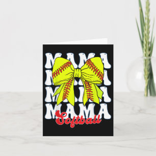Mama Softball Coquette Bow Game Day Softball Mothe Card