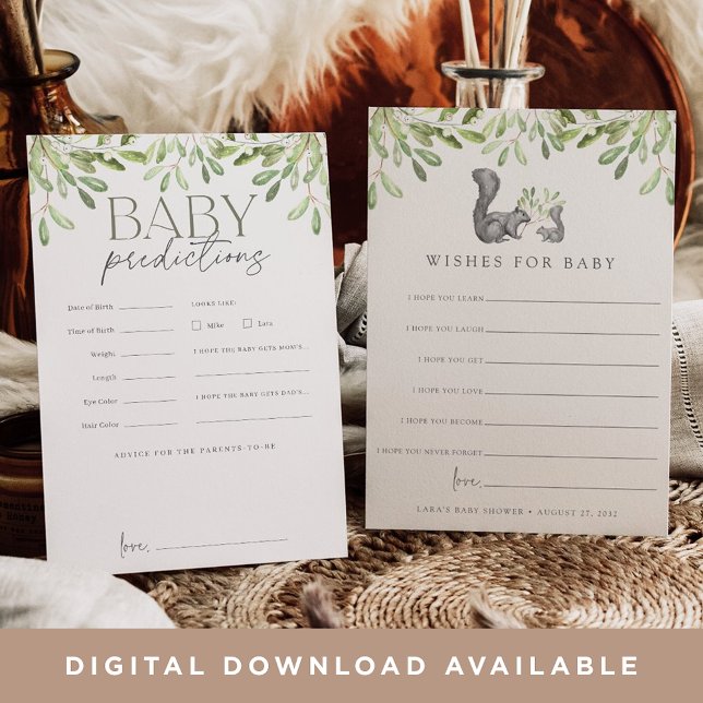 Mama Squirrel Two Sided Baby Shower Wishes Card (Creator Uploaded)