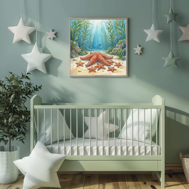 Mama Starfish and Babies Nursery Poster (Creator Uploaded)