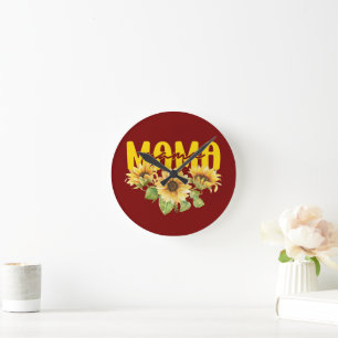 Mama Sunflower Sunshine - Cheerful Floral Design Round Clock
