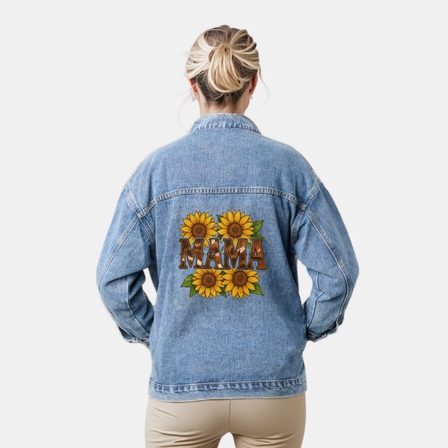 Mama Sunflowers Gift For Mum Mother's Day Rustic  Denim Jacket (Model)