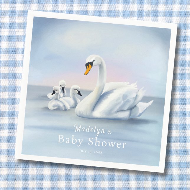Mama Swan With Babies Baby Shower Napkin (Creator Uploaded)