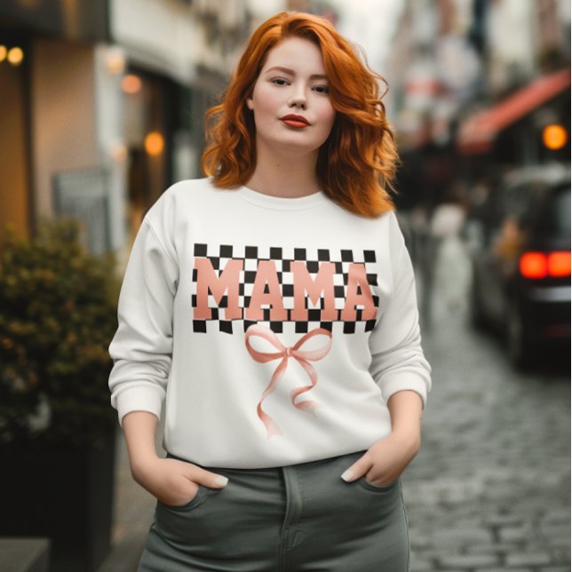 Mama Sweatshirt, Pink Mum Coquette Bow Sweatshirt (trendy mom sweatshirt, pink mama sweatshirt, mom thanksgiving shirt, mom fall essentials, Autumn)