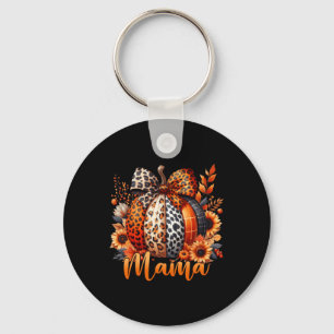 Mama Thanksgiving Leopard Pumpkin Sunflower Coquet Key Ring