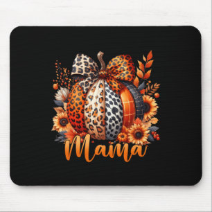 Mama Thanksgiving Leopard Pumpkin Sunflower Coquet Mouse Mat