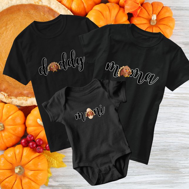 Mama Thanksgiving Little Turkey Matching T-Shirt (Creator Uploaded)