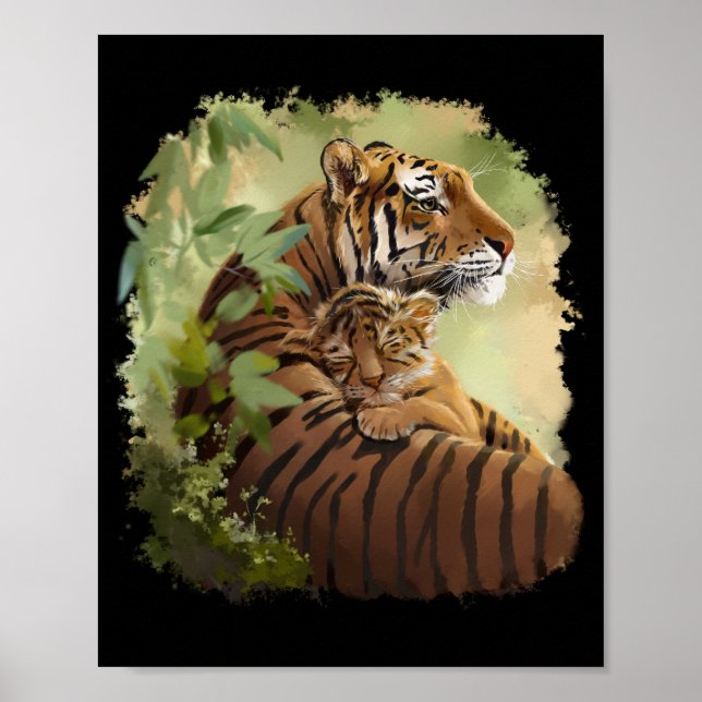 Mama tiger and baby tiger who sleeps poster (Front)