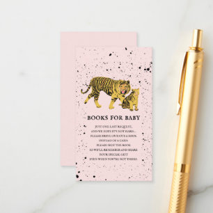 Mama Tiger Pink Girl Baby Shower Book Request  Enclosure Card