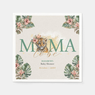 Mama To Be Tiger Animal Wild Baby Girl Shower Napkin