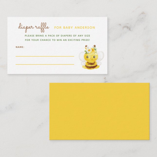 Mama to Bee Baby Shower Diaper Raffle Enclosure Card (Front/Back)