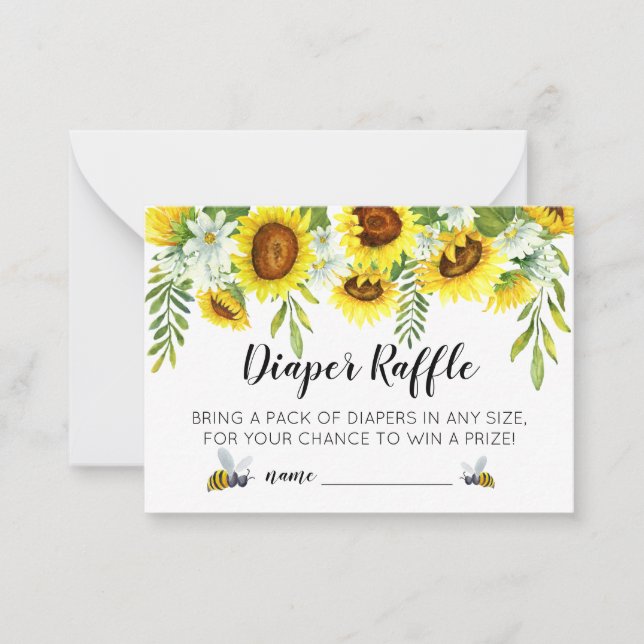 Mama-to-Bee Baby Shower Diaper Raffle Tickets Card (Front)