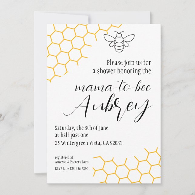 Mama-to-bee Baby Shower Invitation (Front)