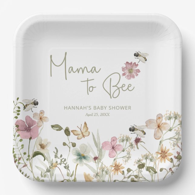 Mama to Bee Baby Shower Paper Plate (Front)