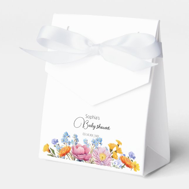 Mama to Bee boho Wildflowers Baby Shower Favour Box (Front Side)
