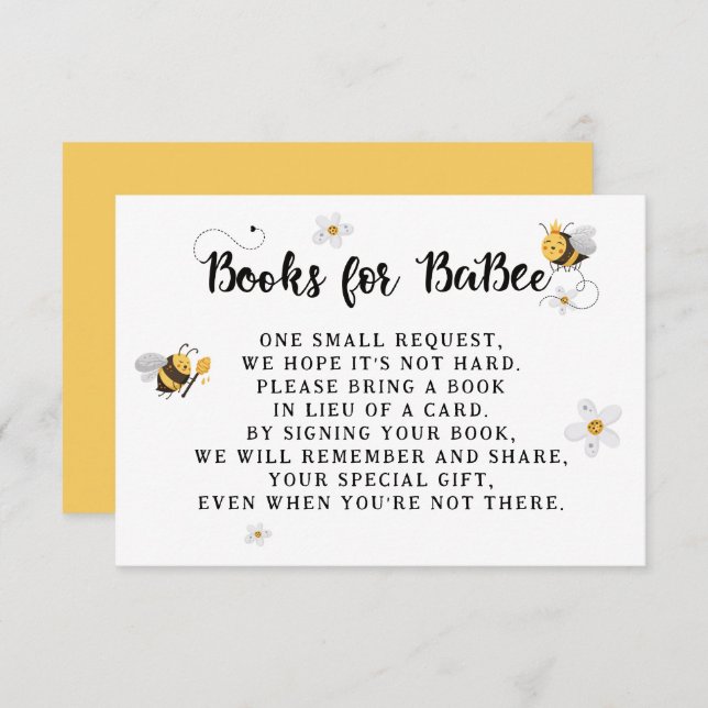 Mama to Bee Books for Baby Baby Shower Enclosure Card (Front/Back)