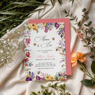 Mama To Bee Colorful Floral Bee Baby Shower  Invitation