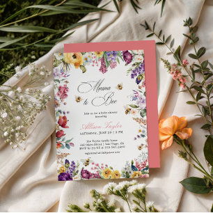 Mama To Bee Colourful Floral Bee Baby Shower Invitation