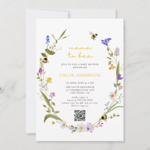 Mama to Bee Colourful Floral Wreath Baby Shower Invitation
