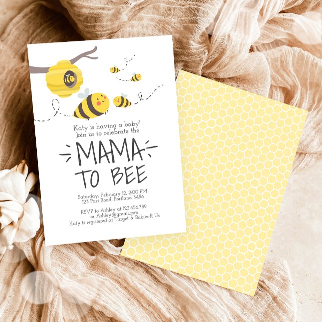 Mama to Bee Cute Honey Neutral Baby Shower Invitation (Creator Uploaded)
