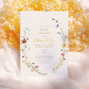 Mama To Bee Delicate Wildflower Boho Baby Shower Invitation