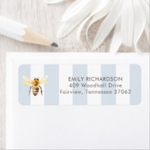Mama to Bee Honey Blue Baby Shower Return Address