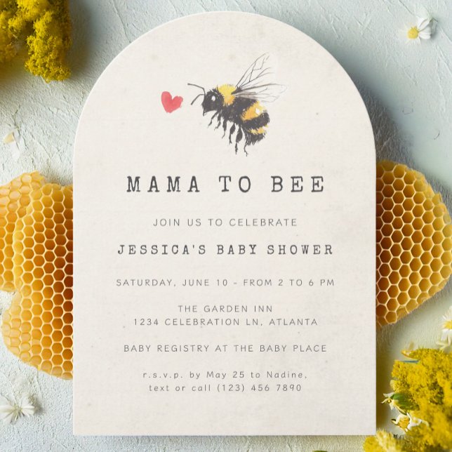 Mama to Bee Honey Heart Photo Baby Shower Invitation (Creator Uploaded)