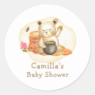 Mama To Bee Teddy Bear Honeycomb Baby Shower Classic Round Sticker