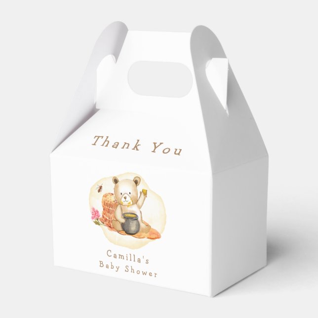 Mama To Bee Teddy Bear Honeycomb Baby Shower  Favour Box (Front Side)