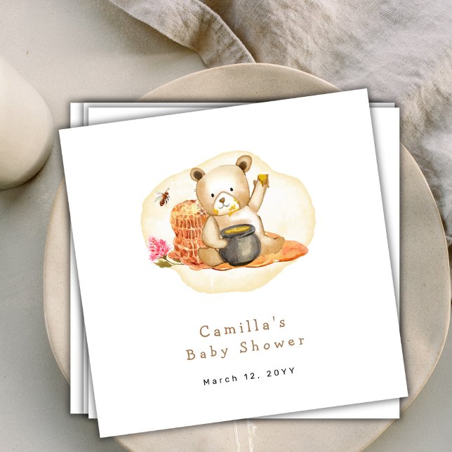 Mama To Bee Teddy Bear Honeycomb Baby Shower  Napkin (Mama To Bee Teddy Bear Honeycomb Baby Shower Napkins)