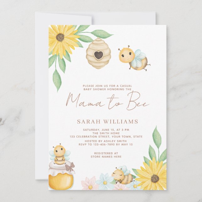 Mama to Bee Wildflower Baby Shower Invitation (Front)