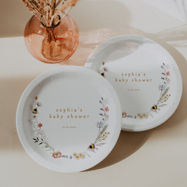 Mama to Bee Wildflower Baby Shower Paper Plate (Creator Uploaded)
