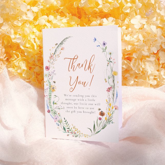Mama To Bee Wildflower Boho Girl Baby Shower Thank You Card (Creator Uploaded)