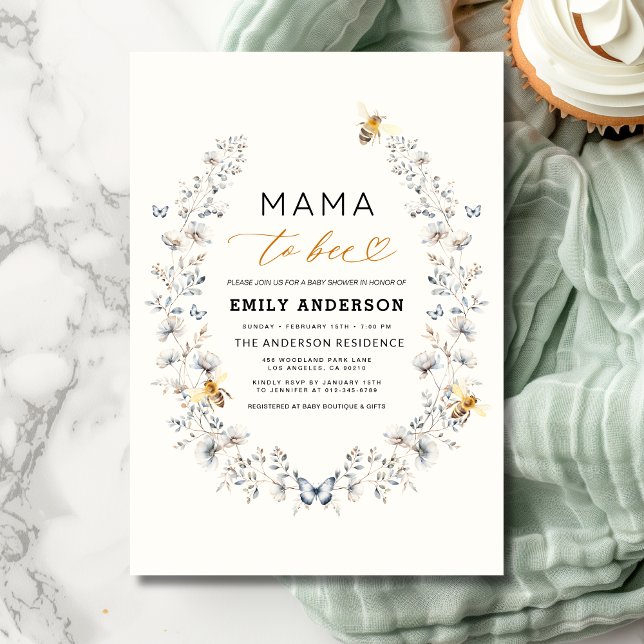 Mama to Bee Wildflower Gender Neutral Baby Shower Invitation (Creator Uploaded)