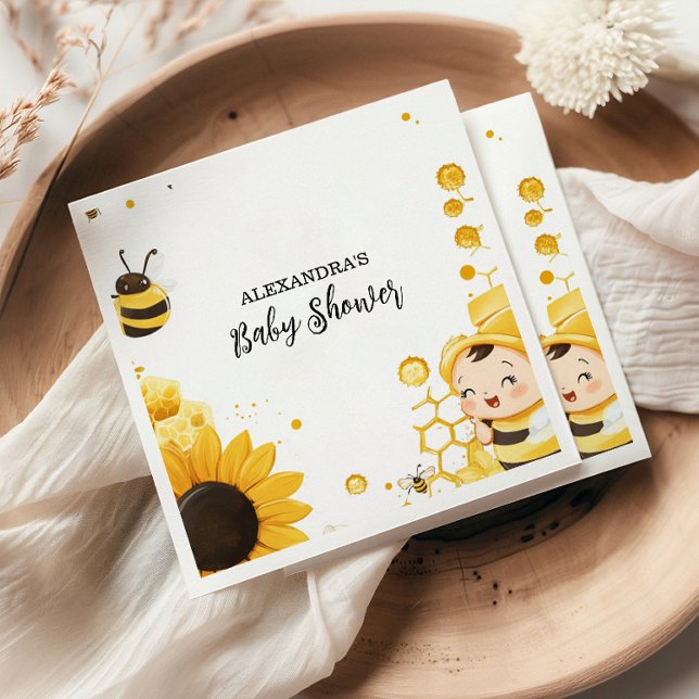 Mama to Bee Wildflower Honeybee Mummy  Baby Shower Napkin (Creator Uploaded)