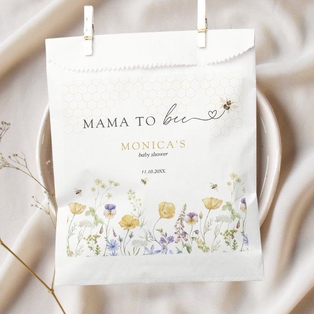 Mama to Bee Wildflower Rustic Garden Baby Shower Favour Bags (mama to bee baby shower favor bags meadow wildflowers )