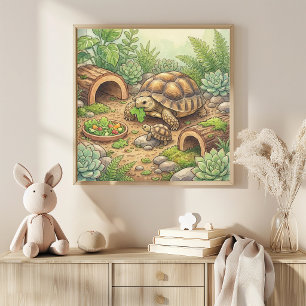 Mama Tortoise and Baby Nursery Poster