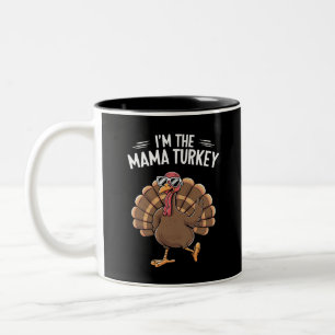 Mama Turkey Matching Family Group Thanksgiving  Two-Tone Coffee Mug
