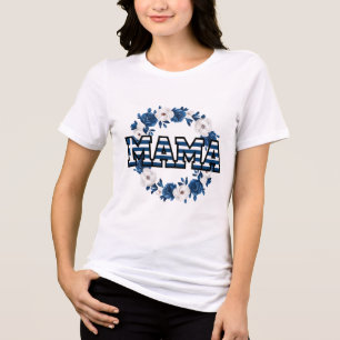 MAMA Typography with Greek Flag and Floral Wreath Tri-Blend Shirt