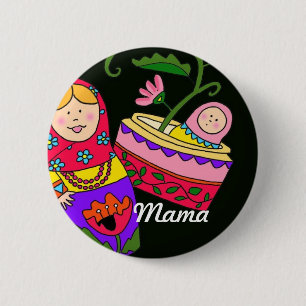 Mama Ukrainian Folk Art 6 Cm Round Badge