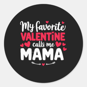 Mama Valentine Cute Romantic Valentines Day Couple Classic Round Sticker