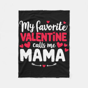 Mama Valentine Cute Romantic Valentines Day Couple Fleece Blanket