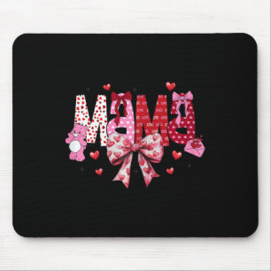 Mama Valentine's Day Groovy Coquette Bow Heart Val Mouse Mat