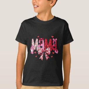 Mama Valentine's Day Groovy Coquette Bow Heart Val T-Shirt