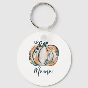 Mama Watercolor Pumpkin Fall Thanksgiving Hallowee Key Ring
